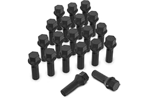 20 Stück MIKKUPPA Radschrauben Radbolzen M12x1,5 - Schaftlänge: 26mm, Kegelbund 60°, Schlüsselweite: 17mm (Schwarz)