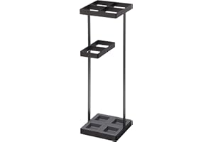 Yamazaki 7640 TOWER Schirmständer, schwarz, Stahl / Polypropylen, minimalistisch, 11 x 11 x 36 cm