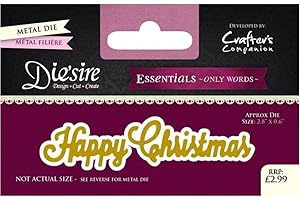 Crafter's Companion Diesire-Essentials Only Words-Happy Christmas, Metal, 6.3 x 9.7 x 0.1 cm