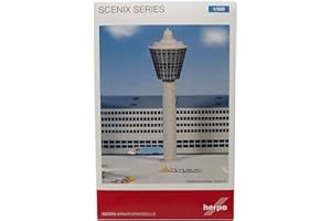 DARON herpa 519670 – Airport-Tower-Set für Modellflughafen, ideale Ergänzung für das Flughafen Basis Set 1, Kleinmodell, 28 Teile - Maßstab 1:500 , Weiß