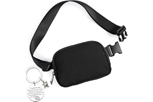 ANPTER Bum Bag for Women Men Small Waist Pack Cross Body Fanny Belt Purse Black Bumbags with Travel Turtle Keyring(Mini Belt Bag)