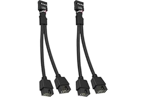 OUZHOU USB Header Splitter, 2 PCS USB 2.0 9Pin Female to Dual 9-Pin Male Extension Cable, Motherboard USB Splitter 9-PIN Internal USB 2.0 Header Nylon Braided for Computer Internal Motherboard