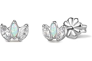 Limerencia Orecchini Titanio per Donna Ragazze, 5 mm Anallergici Chirurgico Orecchini titanio Opale Ipoallergenici Elegante Orecchini per Orecchie Sensibili