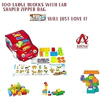 AdiChai 100 Pcs Blocks Toys Building and Construction Block Set More Bricks & Shapes, Interlockig Connection Educational Toy for Kids (Multicolor)