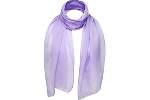 Basic Sense Chiffon Scarf Sheer Soft Plain Neck Wrap for Women Neatly Stitched
