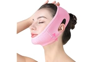 AIYVELU Lift Maske, V-Maske Wange Kinn Lift Band, wiederverwendbare Doppelkinn Reduktion Kinnband, Gesichtsbandage Facial Lift Bandage, Anti-Aging und Gesichts-Kompression Kinn (Pink)