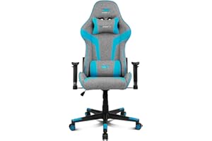 DRIFT GAMING DR90 – Sedia gaming ergonomica con poggiatesta e supporto lombare, schienale reclinabile a 135°, braccioli 2D regolabili, tessuto traspirante, base in nylon e pistone a gas, Grigio-Blu