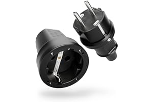 GREATE ABSINA Spina di contatto di protezione, accoppiamento - Spina di contatto di protezione in gomma, accoppiamento con protezione antipiega, 2 poli, 250V, 16A, 3,7kW, IP44