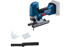 Bosch Professional 18V System Akku Stichsäge GST 18V-125 S (ideal für Kurven- und Abschnitte, SDS-Sägeblatthalter, inkl. 1x Stichsägeblatt, Absaug-Set)