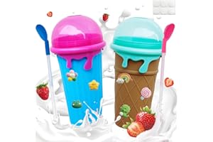 ANYINGKAI Slushy Maker Cup,Frozen Magic Slushy Maker Cup Avec Paille et Cuillère 2 en 1,Squeeze Cup en Silicone 500ml,Granita Cup,Magic cup granita,Slushy ice cup frozen,DIY Squeeze Slush (B)