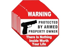 ICOBUTY Warning Signs Gun There is Nothing Here Protected by Armed Property Owner Sign Static Cling Decal or Sticker on Window 6 x 6 Inch (Sticker)