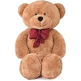 80 cm Dev Pel&uuml;ş Papyonlu Ayı,Peluş Ayı,Yumuşak ve Sevimli B&uuml;y&uuml;k Boy Oyuncak Ayıcık,Sarılmalık Papyonlu,Sevgiliye Hediye(Kahve