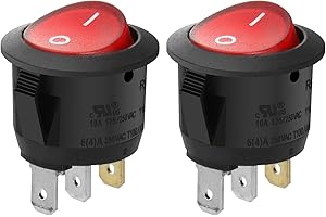 Heschen Interrupteur basculant ON/OFF rond à 3 bornes, lumière rouge 10 A, 250 VAC (lot de 2)