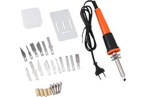 Culnflun Kit Di Utensili Da Taglio Elettrici a Caldo, Set Da 27 Pezzi Contiene 16 Lame 4 Set Di Mandrini Supporto in Metallo, Coltello Da Incisione a Caldo Multiuso per Stencil, Spina Ue 220V
