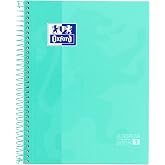 Oxford, Notebook A5 Squared 5 x 5, Europeanbook1 Microperforated Notebook, Extra Hard Cover, 80 Sheets 90 g, Ice Mint Colour