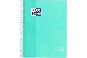 Oxford, Europeanbook1 Cahier quadrillé A5 quadrillé 5 x 5, couverture extra rigide, 80 feuilles, couleur menthe glacée