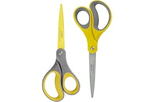 LIVINGO 2 Stück Büroschere 20,3 cm Titan-Antihaftschere professionelle Edelstahl-Schere, bequemer weicher Griff, Allzweck-Schere fürs Büro