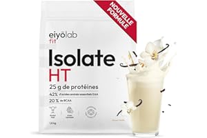 ISOLATE HT | Jusqu’à 90% de Protéines | Isolat de Protéine Breveté Lacprodan® | Riche en BCAA et Glutamine | Musculation Rapide & Sèche | Faible en Calories | Saveur Vanille | 1.8 Kg | Eiyolab