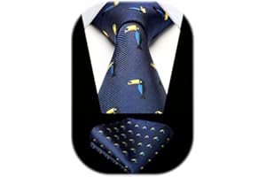 HISDERN Cravatta da uomo fantasia animali Cravatte e Fazzoletto da matrimonio elegante classica cravatta set