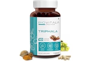 BIOVITALIA ORGANICS BIOVITALIA Triphala Digestive Supplement Capsules with Haritaki & Bibhitaki Natural Laxative with Digestive Enzyme Helps Support Easy Digestion – 1000mg - 60 Capsules