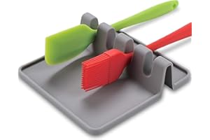 VOODII Spoon Holder Kitchen,Silicone Spoon Rest Kitchen,Tea Spoon Holder Rests,Teabag Dish,Teaspoon Rest,Silicone Cooking Utensil Rest Kitchen Holder for Spoons, Ladles, Tongs,Spatula