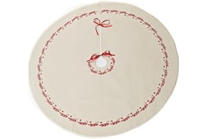 HEITMANN DECO - Okrągły lniany koc na choinkę – ochrona przed igłami – podkładka pod choinkę – Boże Narodzenie – biały, czerwony