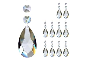 GOLDENHAITAI 10pcs 76mm Teardrop Lampadario Cristalli, Cristallo Chiaro Prismi Pendenti Parti Collegate Vetro Ottagono Perline Hanging Garland Decorazione
