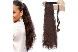 SEGO Extension Coda Capelli Clip Ricci Ponytail Coda di Cavallo Extensions Fascia Unica Finta Posticci Donna 65cm 110g - Castano Medio