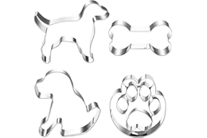 AUGESAK 4 Pezzi Stampini per Biscotti a Forma di Cani, Set di Formine per Biscotti con Animali, Stampi Biscotti per Acciaio Inossidabile, Tagliabiscotti Cani per Decorazioni in Fondente, Dolci di Pasticceria