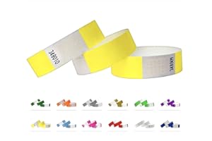QUBIBAND 500 pezzi - 19 mm Wristbands, Braccialetti, Bracciali, Festival Braccialetti, Night-Club Braccialetti (Yellow)