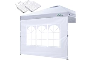 Acepic 2 Carpas Laterales para Cenadores de 3 x 3 m, Carpa Plegable con Ventana, Paredes Laterales Carpa para Carpa de Jardín y Cenador Plegable (Blanco, 2PCS)