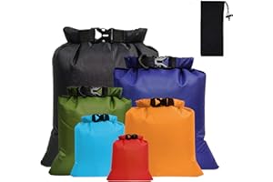 CNMTCCO Waterproof Dry Bag Set 6 Pcs,Lightweight Drybag Canoe Bags with 1.5L, 2.5L, 3L, 3.5L, 5L, 8L Waterproof Bag for Kayaking Rafting Boating Hiking Camping Travel Backpacking