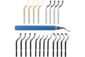 Nuangoo Entgratwerkzeug 360°drehbar-1 Stück Hand Entgrater + 20 Stück HSS Ersatzklingen, Schnellwechsel ohne Werkzeug,Aluminium Griff, rutschfest,für Metall, Kunststoff & 3D-Druck