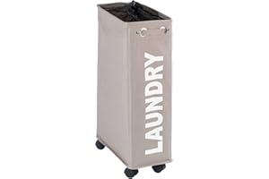 WENKO Bin Corno Taupe-Laundry Basket, Polyester, Grey , 40 x 18.5 x 60 cm
