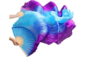 Leemiman 1 paire de voiles de danse du ventre 100 % soie bambou 1,8 m de long (L + R)