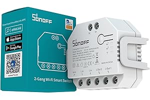 SONOFF Power Metering Smart Switch，Interruptor Inteligente para Persianas y Garaje, 2 Canales-Interruptor WiFi del Medidor de