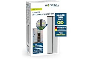 Tenda zanzariera Hoberg per roulotte 60 x 195 cm | porta zanzariera con bande magnetiche XXL | porta zanzariera per roulotte | zanzariera magnetica | autochiudente