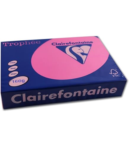 Ramette Papier Clairefontaine Trophée - 250 Feuilles A4 160g - Couleur Clémentine - Pour Impression Et Création