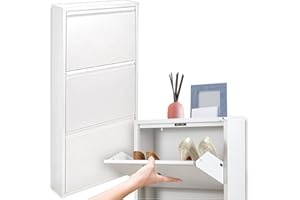 STARMART Scarpiera Salvaspazio Slim BIANCA (3 Ante 9 Paia, Nessun Montaggio) Struttura in Metallo resistente (no plastica, tessuto, or legno), per Interni/Esterni, Scarpe/Stivali, Garanzia 15 Anni