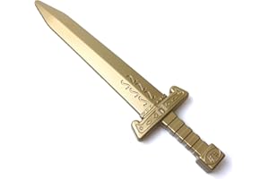 Hoappa Plastic Training Sword for Martial Arts Practice, Hollow Golden Roman Warrior Sword Prop Medieval Dagger Costume Accessory