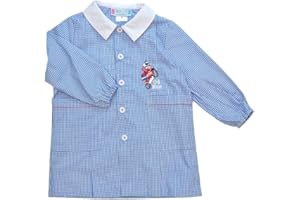 Andy&Giò Grembiule Asilo Bambino 90178 Ricamo Moto Quadretto Bianco Azzurro (3 Anni)