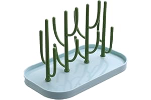 Loialpupy ABS Drainer Rack Cactus Shape Detachable Display Stand for Baby Bottle, Cutlery, Teats, Necklace, Earrings, Ring, Cups (B)