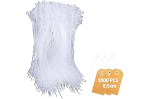 TOOLOFLIFE 1000 cierres de plástico para etiquetas de seguridad de 8,5 cm, color blanco transparente, para etiquetas en textiles, artículos de cuero, zapatos