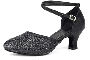 SWDZM Chaussures de Danse Latine Femme Paillettes Latine Salsa Tango Bachata Chaussures de Salon de Salon Bout Fermé,Modèle DY225