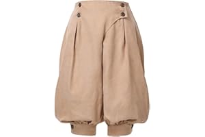 COSDREAMER Short Taille Haute à Double Boutonnage pour Femme - Pantalon Renaissance médiévale Vintage - Short Pirate
