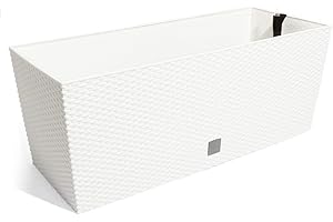 PROSPERPLAST Jardinera Rato 30 litros con riego en color blanco 60 x 25 x 24 cm