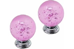 FBSHOP(TM) 30mm 2 Stück Schrank Knöpfe Bubbles Glas Kristall Kleiderschrank Türgriffe und Möbelknopf Dekorative Schrank Schublade Kommode Knopf-Rosa