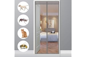 CHENG Tenda Magnetica zanzariera, Tenda zanzariera Porta Finestra 130x245cm, Chiude da Sola, Impedendo agli Insetti di Entrare Zanzariera Magnetica accorciabile per Porte d'Ingresso, Finestra, Grigio