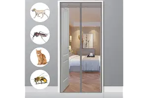 Mosquitera Puerta Magnetica 175x235cm, Mosquitera Puertas, Adsorción magnética Plegable Fácil de Instalar, Para Pasillos/Puertas/Ventanas - Gris
