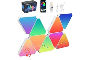 Bezavea Triangle LED Light Panels, 9 Pack RGB Gaming Lights with Remote, App-Controlled, LED Wall Lights Panels, Smart Light Panels LED, Music Sync Rhythm Lights, Triangle Lights Gaming Room Decor